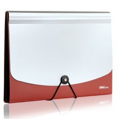 得力 5558 简约双色 绳扣式 风琴包 A4 红色