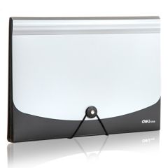 得力 5558 简约双色 绳扣式 风琴包 A4 黑色